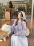 Women Vintage Ruffle Tie Latern Flare Sleeves Tops
